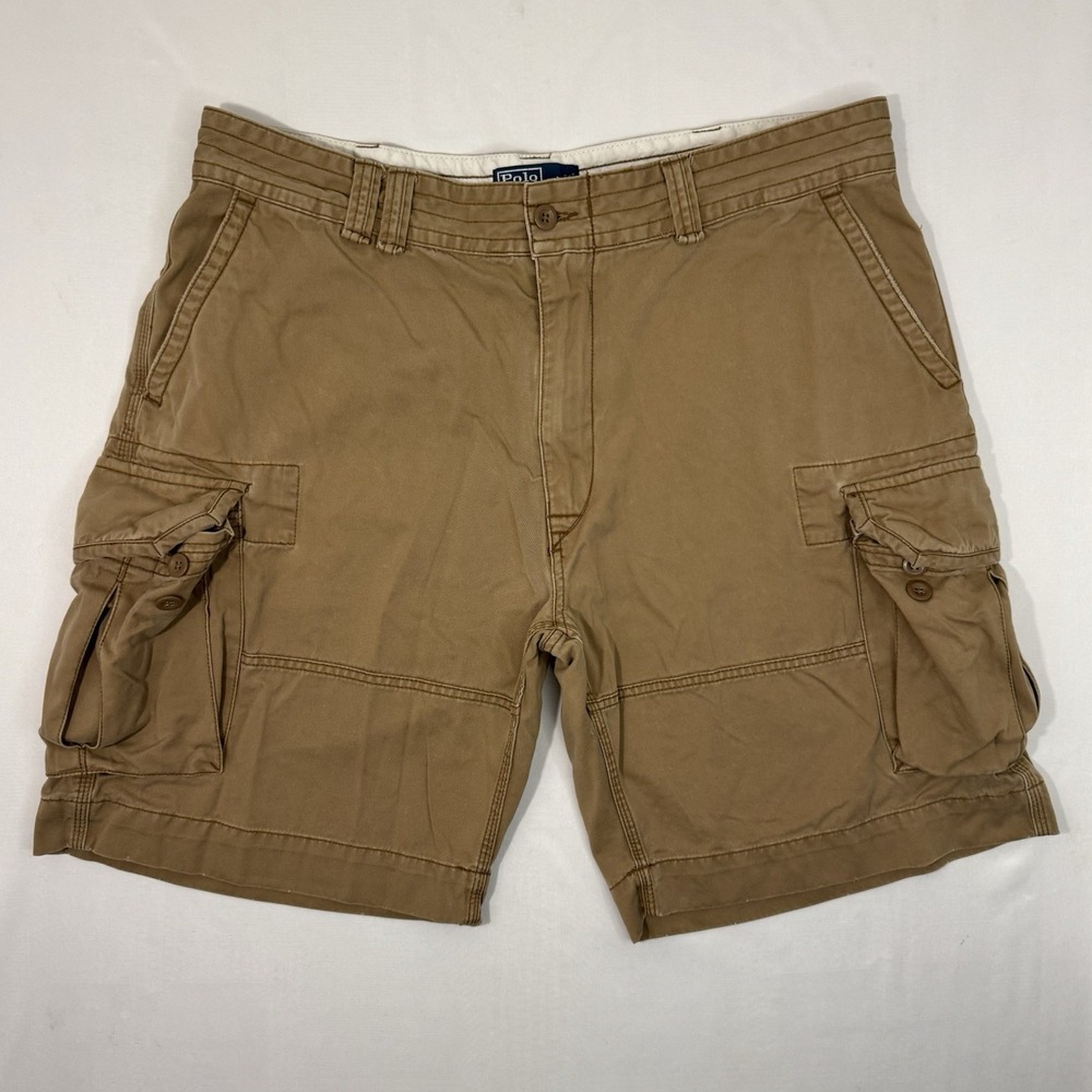 Polo Ralph Lauren Cargo Shorts Mens 40 Beige Army Paratrooper 9" Inseam Utility